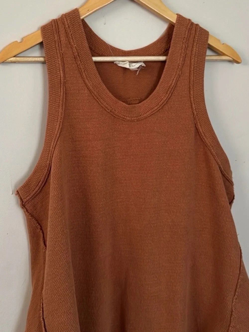 Dress up (L)rust orange boho western cowgirl knit tank top casual boutique